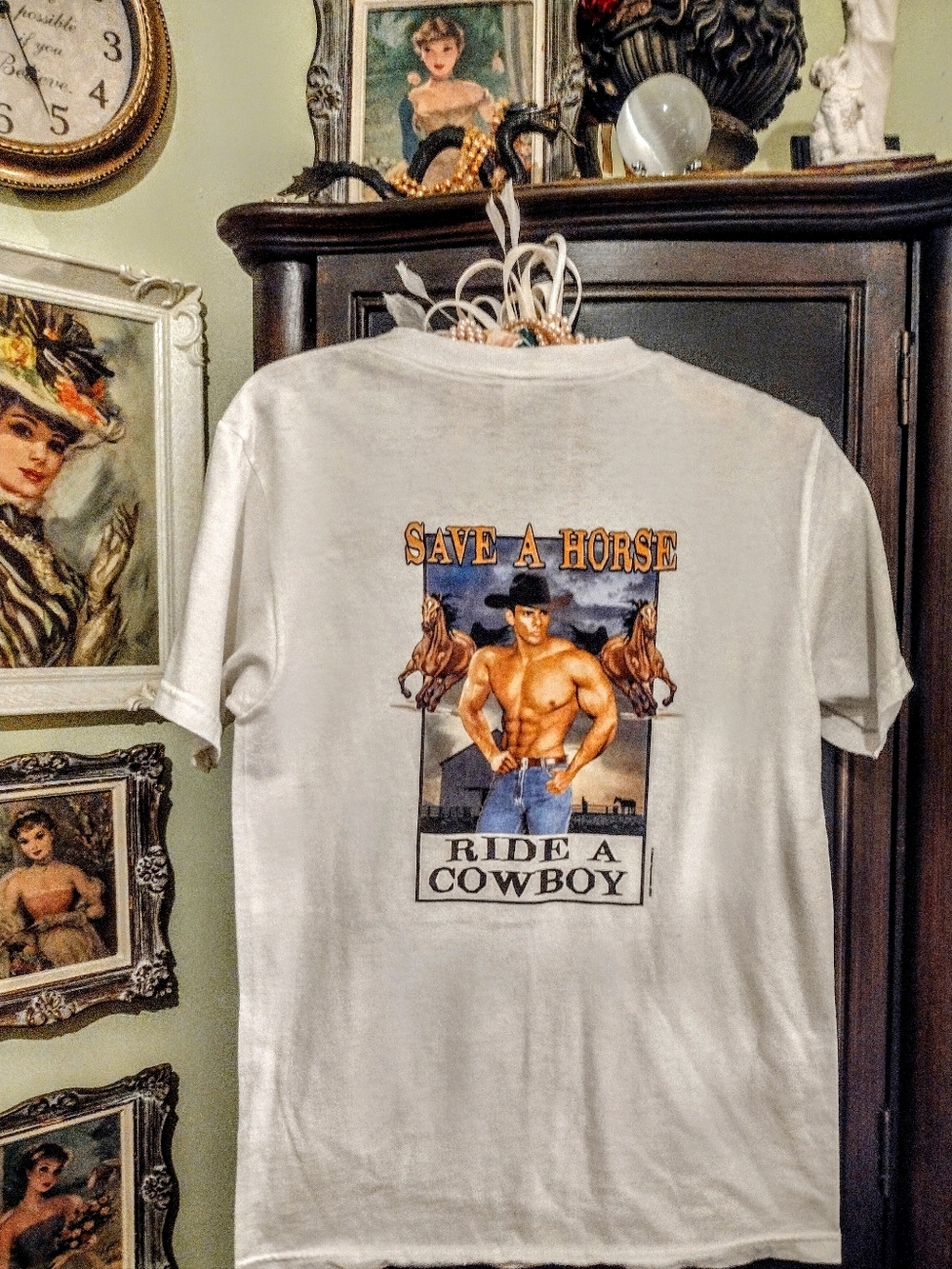 🤠 REBEL GIRLS Save a horse Ride a Cowboy plain white tshirt